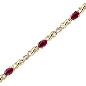 10K Yellow Gold 0.08 ct. Diamond and 1 3 4 ct. Ruby Bracelet by