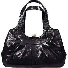 AUTHENTIC COACH ERGO PATENT LEATHER KISSLOCK FRAME SATCHEL 12520 (Black)