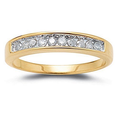 10k Choice of White or Yellow Gold Round Diamond Channel Set Band (1/10 cttw, I-J Color, I2-I3 Clarity)