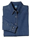 Port & Company - Ladies Long Sleeve Value Denim Shirt Ink Blue-M