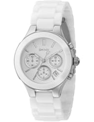 DKNY NY4912 white chrono dial ceramic bracelet women watch NEW