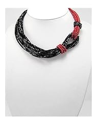 Jet Semi GemStone Bead Necklace In Sterling Silver