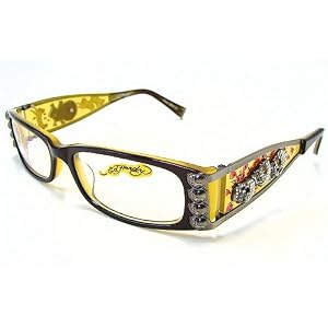 ED HARDY EHO712 Eyeglasses Vintage Tattoo EHO-712 Sky Amber Optical Frames