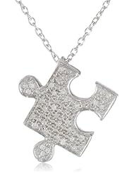 Sterling Silver with Diamond-Accent Puzzle Pendant Necklace (0.10 cttw, I-J Color, I2-I3 Clarity), 18"