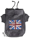 Glitter Union Jack Hoodie for Dogs Charcoal (Small) from K9 by Igloo Designs