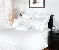 Pinzon 400-Thread-Count Egyptian Cotton Sateen Full/Queen Hotel Stitch Duvet Cover, Sage