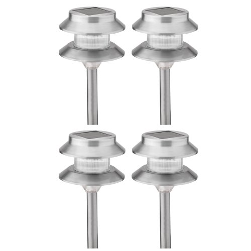 Malibu Outdoor One-Light Solar-Powered Mini Metal Tier Light, 4-Pack #LZ407-4