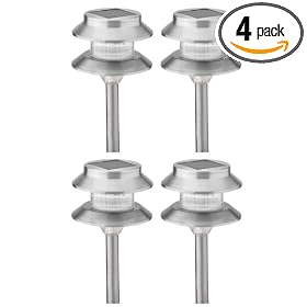 Malibu Outdoor One-Light Solar-Powered Mini Metal Tier Light, 4 Pack #LZ407-4