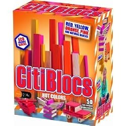 Citiblocs CTBSW50 50 Piece Assorted Hot Colors in Skyline Box: Red- Orange- Yellow- Pink- and Natural