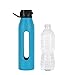 Takeya 22 Ounce Classic Glass Water Bottle with Silicone Sleeve and Flip Cap, Cobalt