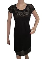 Cap Sleeves Elasticized   Waistline Sequined Chiffon  Dress