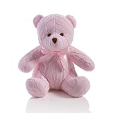 Elegant Baby Cotton Cable Knit Teddy Bear - Pink