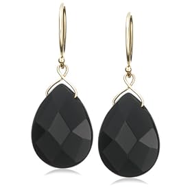 14k Yellow Gold Faceted Black Onyx Pear Shaped Earrings by Amazon.com Collection