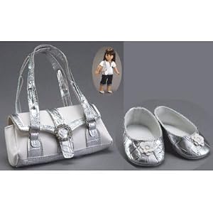 Silver Shoes and Bag Set ~ Made for 18 Inch American Girl Dolls by Girlfriends Collection Carpatina Dolls