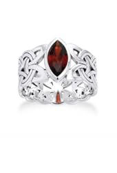 Borre Knot Garnet Ellipse Viking Braided Wedding Band Norse Celtic Sterling Silver Ring(Sizes 4,5,6,7,8,9,10,11,12,13,14,15)