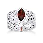 Borre Knot Garnet Ellipse Viking Braided Wedding Band Norse Celtic Sterling Silver Ring (Size 4,5,6,7,8,9)