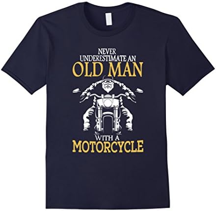 Men's Never Underestimate An Old Man With A Motorcycle T-Shirt XL Navy