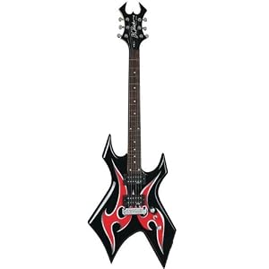 B.C. Rich Metal Master Warlock Electric Guitar, Black With Red by 