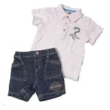 Harley Boys Denim Short Set with White Top, Available in Various Sizes