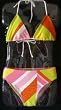 Girls 7-16 2-piece Swimwear Triangle Top Bikini Pink/Diagonal Multi