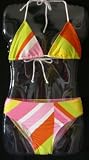 Girls 7-16 2-piece Swimwear Triangle Top Bikini Pink/Diagonal Multi