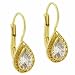 Vermeil (24k Gold over Sterling Silver) Diamond cz Filigree Teardrop LeverBack Lever Back Earrings