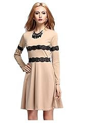 Lace Cotton Long Sleeves Flared-Skirt  Dress