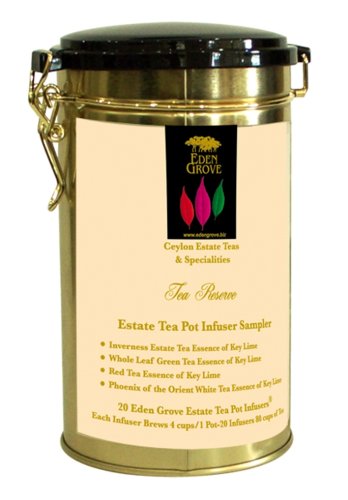 Eden Grove Green,black, White and Red Tea Key Lime 8g Infuser Tea Bags 20-Count, 5.65-Ounce Tin