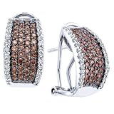1 1/2 Carat Chocolate & White Diamond 14k White Gold Fashion Hoop Earrings