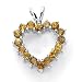 Magnificent Solid Sterling Silver Cubic Zirconia Rhodium Plated Heart Shape, Double Face Pendant with White Cubic Zirconia and Citrine Semi-Precious Stones.