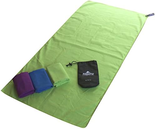 Large Microfiber Travel Towel - Bath Camping Gym Beach Sports Swimming - Quick Dry Compact Absorbent Antibacterial - (GREEN) Fast Drying Lightweight for Backpacking Fitness Workout Pool Golf Yoga - Carry Bag Hang Loop