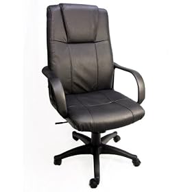 Royale Leather Executive Office Chair / High Back w/ Gas Lift & Tilt and Ergonomic Lumbar Support