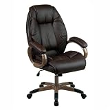 Office Star Work Smart Executive Glove Soft Leather Chair with Coated Finish Base and Arms, Espresso