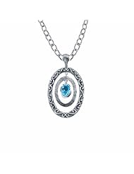 STARHAVEN Vintage Double Oval Swiss Blue Gem Necklace