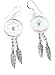 Native American Style Sterling Silver Dreamcatcher Turquoise Feather Hook Earrings
