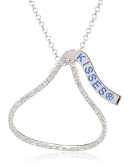 Hershey Jewelry Sterling Silver Diamond 0.21cttw Hersheys Kiss Outline Pendant Necklace, 18"