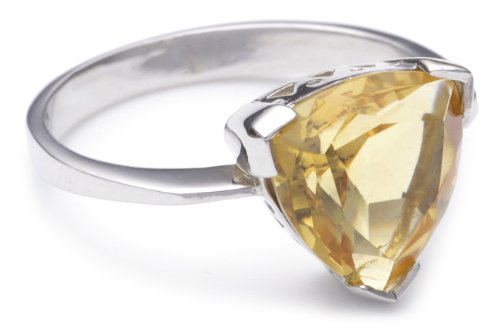 Laruna Damen-Ring 750 Wei&szlig;gold Citrin  10 mm in Gr. 53 Preisvergleich