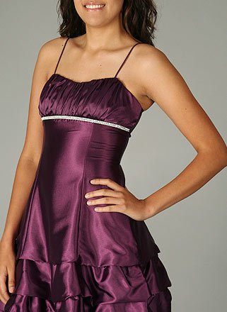 RHINESTONE TRIM GATHERED BUBBLE DRESS for Bridesmaid Formal Prom