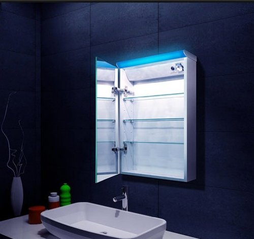 Spiegelschrank mit Aluminium Korpus Beleuchtung LED RGB Farbwechsel50x60cm