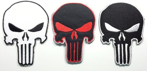 The Punisher Skull Patches 6.8x9.5 Cm 3 Pcs. Iron on Patch/embroidered Patch This Appliques Are Great for T-shirt, Hat, Jean ,Jacket, Backpacks