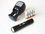 OLIGHT T15 w. Cree Q5 LED 5 levels, 3 modes, 120 lumens with 4 pcs pre-charged Tenergy AA NiMH 2300mah and a T-2833 Compact Charger