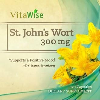 St. John's Wort 300mg 120 Count for 900 Mg Daily, Supports a Positive Mood, Relieves Anxiety, Improves Over All Quality of Life