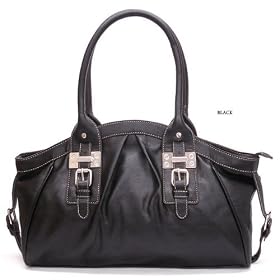 Oversized Black Buckle Handbag