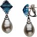 South Sea Cultured Pearl and Genuine Swiss Blue Topaz Earrings