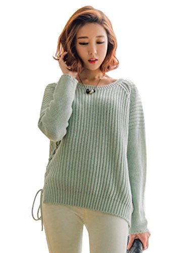 【 UN ANANAS 】 春 ニット サイド 編み デザイン 可愛い トップス 長袖 レディース 韓国 スタイル 全４色