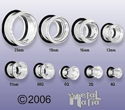 SINGLE FLARE PYREX GLASS CLEAR TUNNEL GTSF0 -0G (8MM)