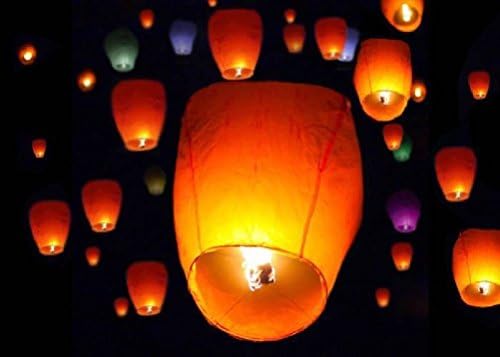 Comixpro Lot 50 White Paper Chinese Lanterns Sky Fire Fly Candle Lamp Wish Party Wedding