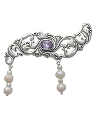 Pearl and amethyst brooch, Misty Dew