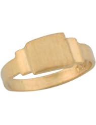 14k Yellow Gold Square Modern Fashionable Signet Newborn Baby Ring