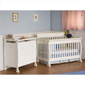 Kalani 4-in-1 Convertible Crib Nursery Set in White